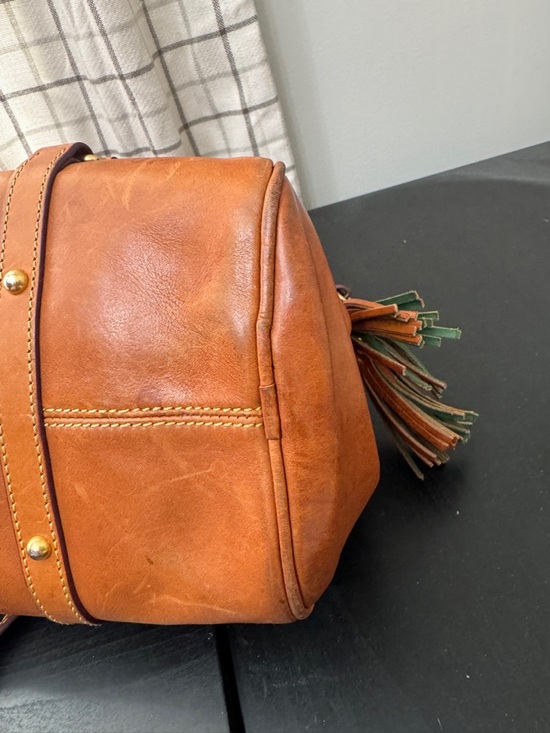 Dooney & Bourke Original Large Florentine Leather Satchel Natural - Picture 9 of 16